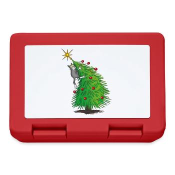 Katzenweihnachtsbaum - Brotdose - Rot - Vorne
