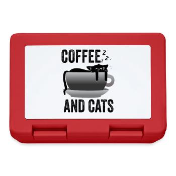 Katze und Kaffee lustig - Kaffee und Katzen - Brotdose - Rot - Vorne