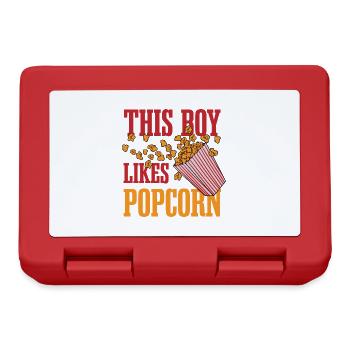 Un garçon aime le pop-corn et les films mangeant - Boîte à goûter - rouge - Devant