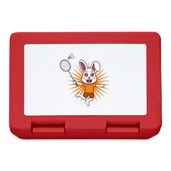 Cute Rabbit Badminton Player Ironic Hobby Sports - Lunchbox - red - Front