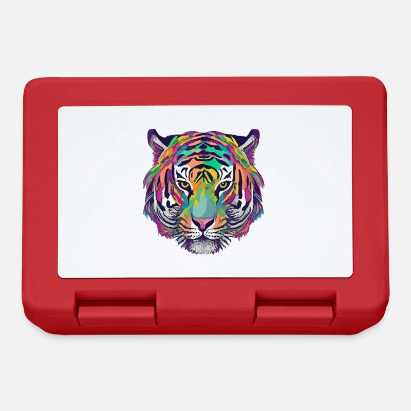 Tiger Head Graphic Tee Illustration Art Comic - Boîte à goûter - rouge