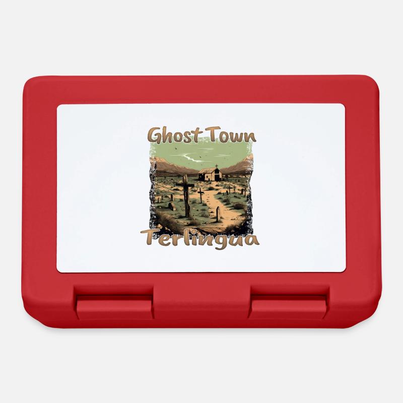 Vacances aux États-Unis au Texas: Terlingua Ghost Town - Boîte à goûter - rouge