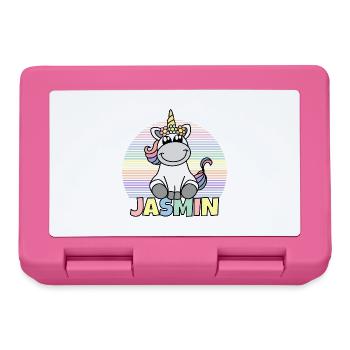 Nom de la licorne jasmine - Boîte à goûter - rose - Devant