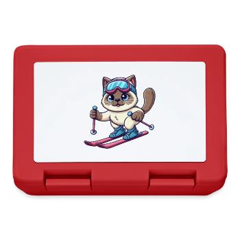 Siamkatze Skiurlaub Skifahrer - Brotdose - Rot - Vorne