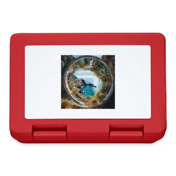 Portofino, Paysage, Cercle, Bague, Or, Aquarelle - Boîte à goûter - rouge - Devant