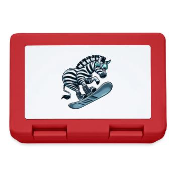 Zebra Snowboard Snowboarder Snowboarding Süß Comic - Brotdose - Rot - Vorne