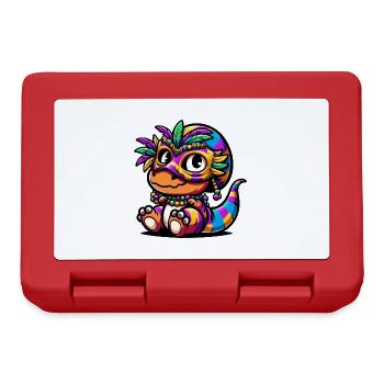Mardi Gras Dino T-Rex: Carnival Mask and Beads - Lunchbox - red - Front