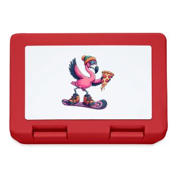 Flamingo Snowboard Pizza Winter - Brotdose - Rot - Vorne