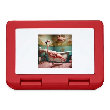 Flamant rose, rétro, flamant rose dans la salle de bain, vintage - Boîte à goûter - rouge - Devant