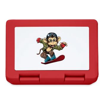 Monkey Chimpanzee Snowboarder Winter Sports Vacation - Lunchbox - red - Front