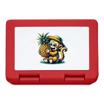 Affe Schimpanse Ananas Comic Fruchtig Süß - Brotdose - Rot - Vorne