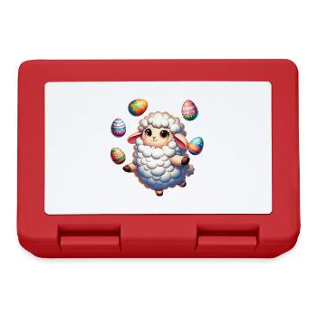 Colorful Easter Egg Juggling Lamb Cartoon - Lunchbox - red - Front