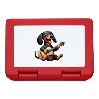 Dackel Gitarrist Musik Hund Gitarre - Brotdose - Rot - Vorne