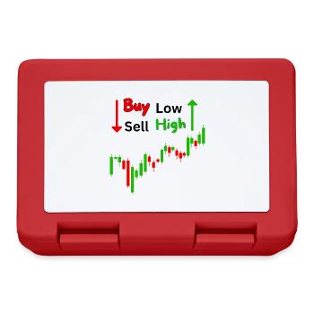 Buy Low Sell High Trading Candlesticks CFD Spruch - Brotdose - Rot - Vorne