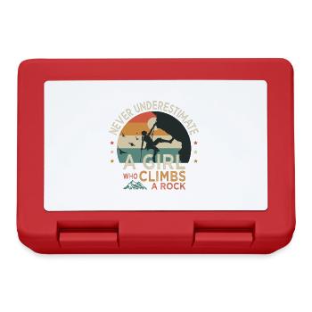 a girl who climbs a rock climb climbing - Lunchbox - red - Front