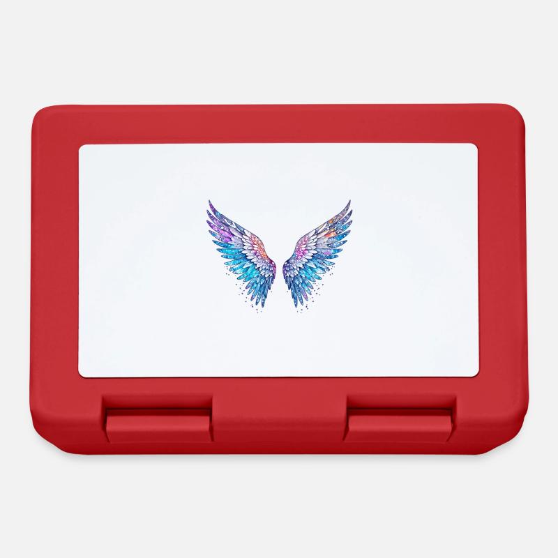 ailes d’ange,plumes,ailes colorées,graffiti,bleu - Boîte à goûter - rouge