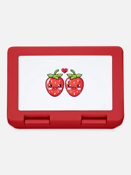 Erdbeeren Paar Liebe Herz Lustig - Brotdose - Rot