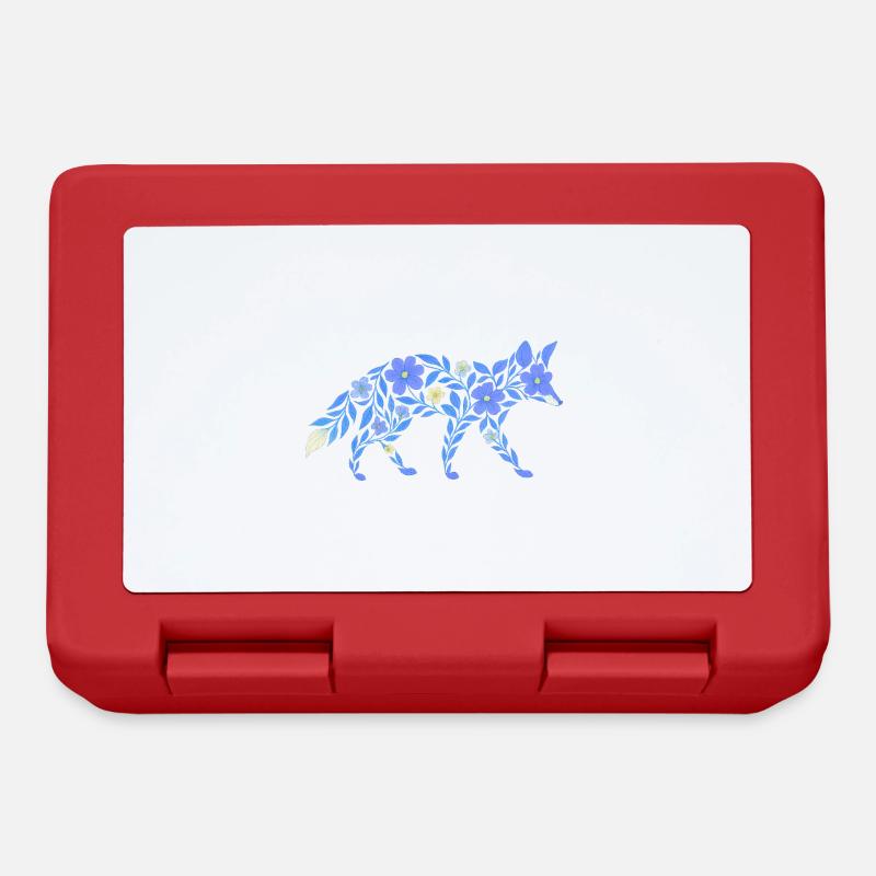 Nordic Floral - Heller Blaufuchs - Brotdose - Rot