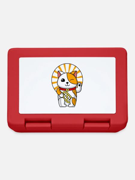 Kawaii Maneki Neko - Boîte à goûter - rouge