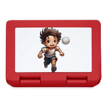 Ein Junge spielt Fussball, schöne Illustration - Brotdose - Rot - Vorne
