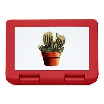 Petit cactus vert dans un pot de fleurs - Boîte à goûter - rouge - Devant