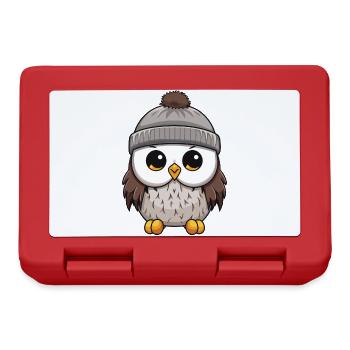 Eule Comic Winter Cozy - Brotdose - Rot - Vorne