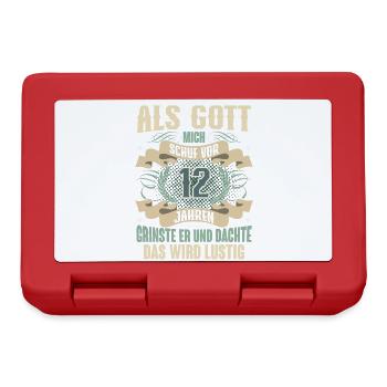 12. Geburtstag Als Gott Mich Schuf Vor - Brotdose - Rot - Vorne