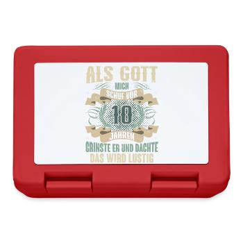 10. Geburtstag Als Gott Mich Schuf Vor - Brotdose - Rot - Vorne