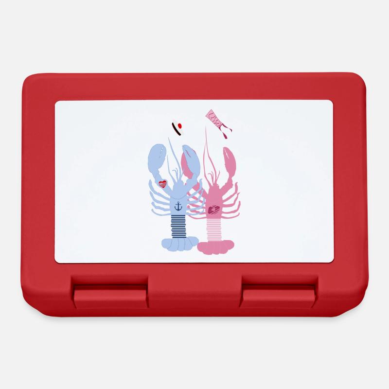 Bretagne - Homards bleu et rose - Boîte à goûter - rouge