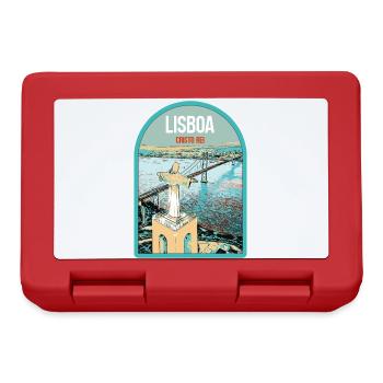 Christ the King Lisbon: View of the 25th of April Bridge over the Tagus River - Lunchbox - red - Front