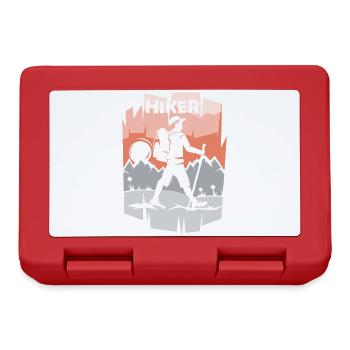 wandern wanderer illustration Natur Berge Symbol - Brotdose - Rot - Vorne