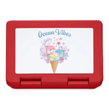Eiscreme & Delfine Design 🍦🐬🐬 - Brotdose - Rot - Vorne