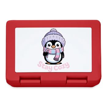 Penguin Stay Cozy - Cute Winter Motif - Lunchbox - red - Front