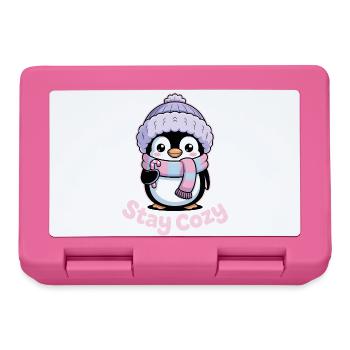 Pinguin Stay Cozy - Niedliches Winter Motiv - Brotdose - Pink - Vorne