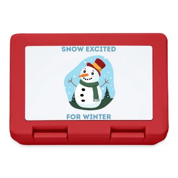 Snow Excited for Winter Snowman Art - Lunchbox - red - Front