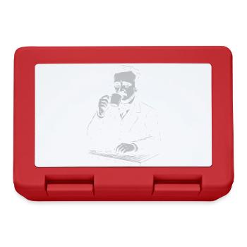 Portrait de barista vintage avec tasse - Boîte à goûter - rouge - Devant