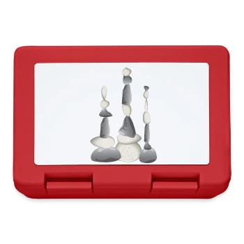 Trois tours de pierre équilibrées de style zen - Boîte à goûter - rouge - Devant