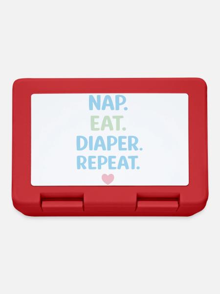 NAP EAT DIAPER REPEAT Shirt – Funny Baby Saying - Lunchbox - red