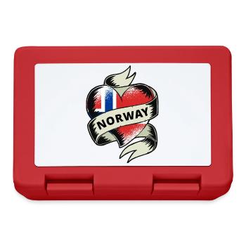 Norwegen Flagge Herz Vintage Skandinavien Norweger - Brotdose - Rot - Vorne