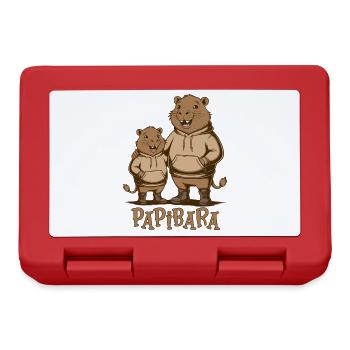 Papibara Papi Capybara Vater Lustig Papa Vatertag - Brotdose - Rot - Vorne