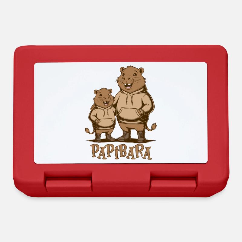 Papibara Papi Capybara Vater Lustig Papa Vatertag - Brotdose - Rot