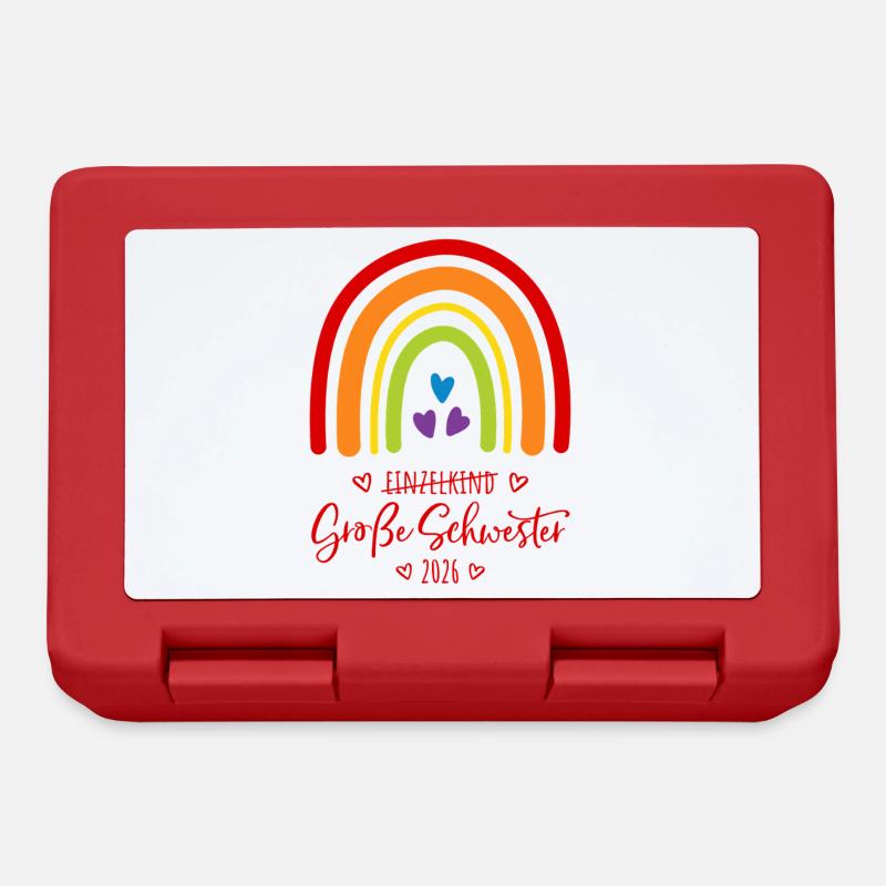 Große Schwester 2026 Regenbogen - Brotdose - Rot