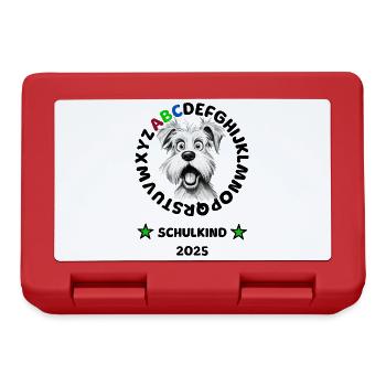Einschulung Hund Schulkind 2025 Erstklässler - Brotdose - Rot - Vorne