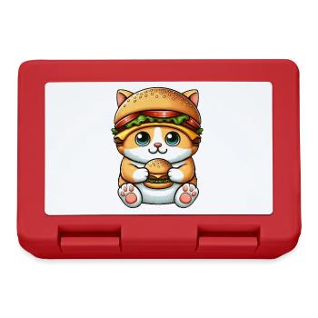 Chat fantaisiste avec hamburger chapeau Restauration rapide - Boîte à goûter - rouge - Devant