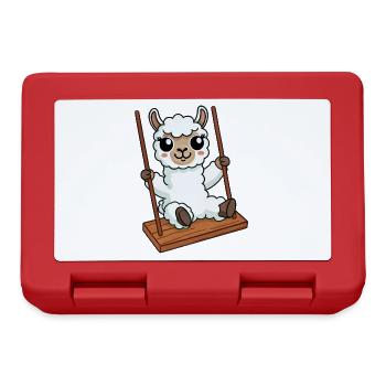 Cute Sheep Lamb Swinging Playground Cartoon - Lunchbox - red - Front