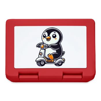 Whimsical Penguin Scooter Moped Funny Funny - Lunchbox - red - Front