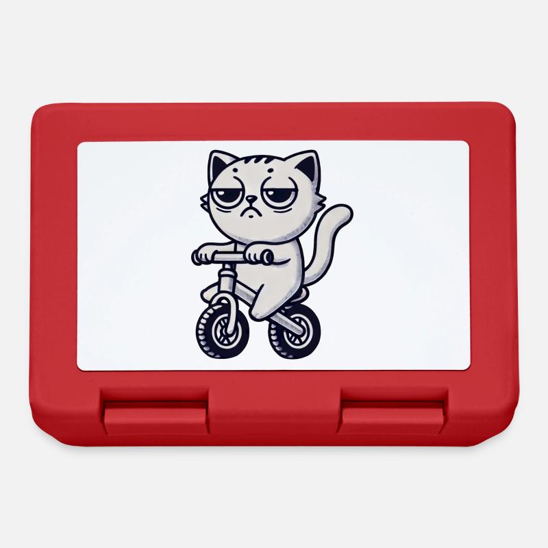 Drôle Chat Vélo Ennuyeux Chat Sur Vélo - Boîte à goûter - rouge