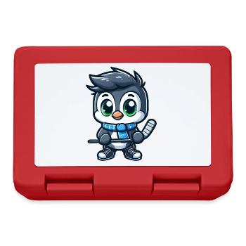 Penguin Hockey Player Cartoon Art - Lunchbox - red - Front
