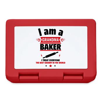 Oma Bäckerin,beste Oma der Welt,Geschenk für Oma - Brotdose - Rot - Vorne
