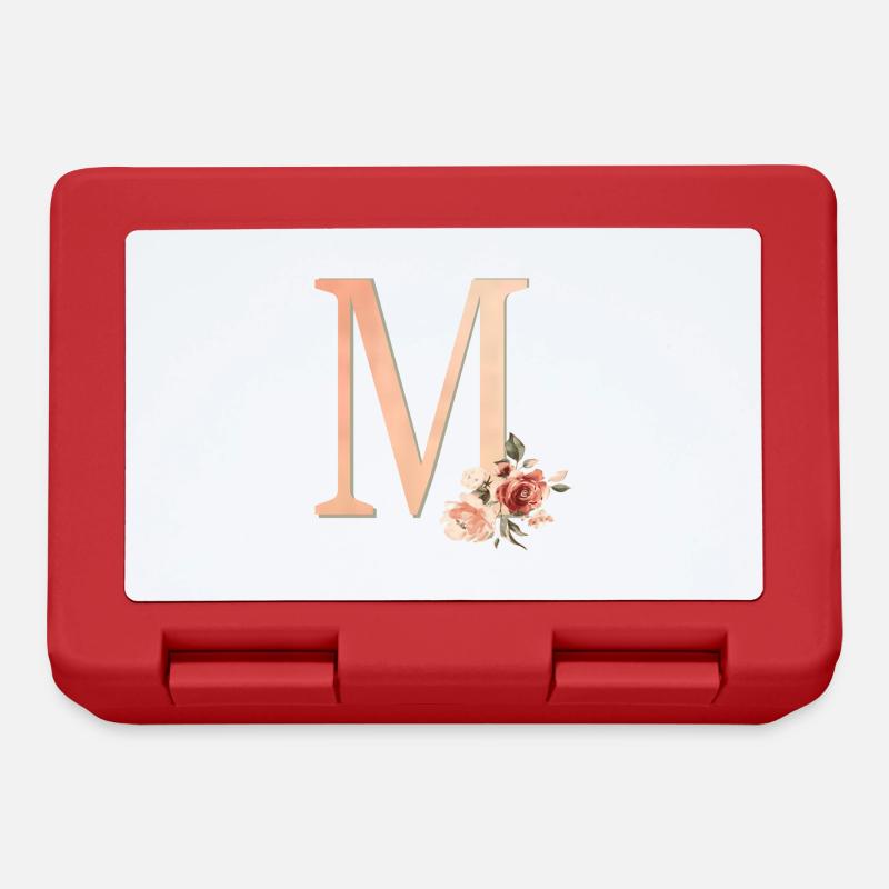 Lettre M avec fleurs - Boîte à goûter - rouge